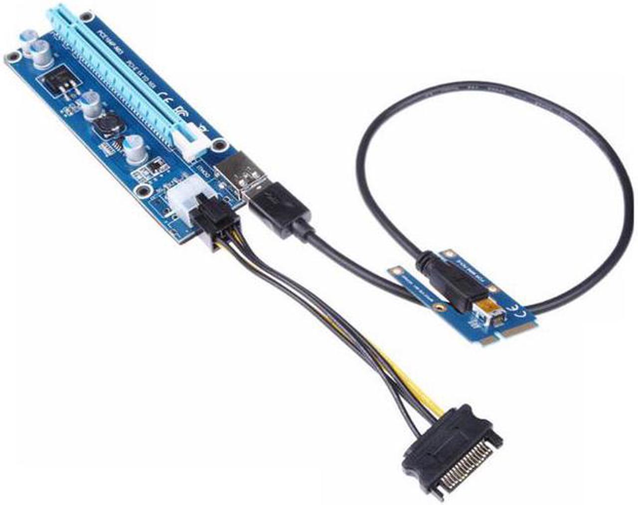 60cm USB 3.0 Mini PCI-E to PCIe PCI Express 1x to 16x Extender Riser Raiser Card Adapter SATA 6Pin Power Cable for BTC Mining