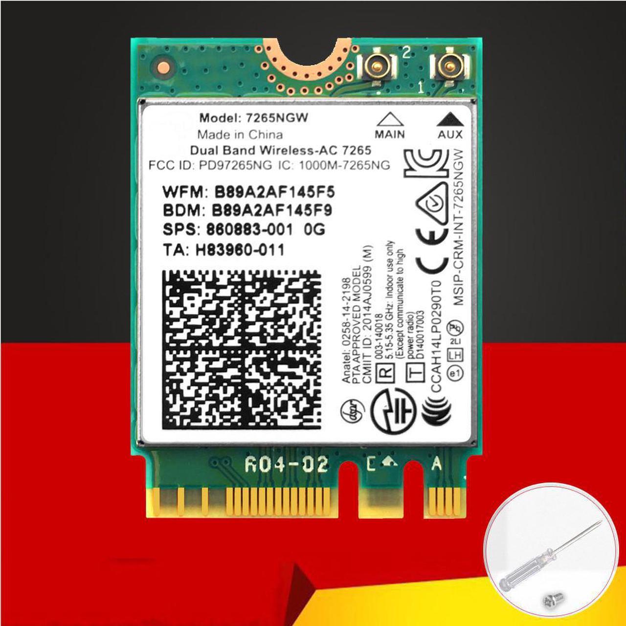 M.2 WiFi Adapter For Intel 7265NGW Dual Band Wireless-AC 7265 1167Mbps 802.11ac 2x2 WiFi Bluetooth 4.2 NGFF M.2 Network Card