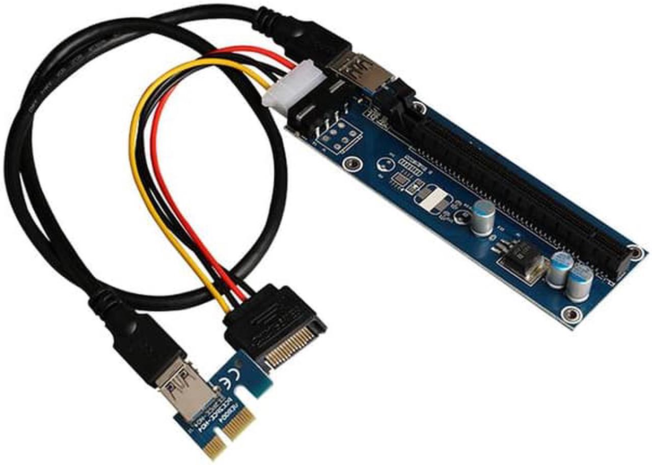 PCI-E PCI E Express 1X to 16X Riser Card 60cm USB 3.0 Extender Cable SATA 15 Pin to 4Pin Power Supply for Bitcoin Miner Mining