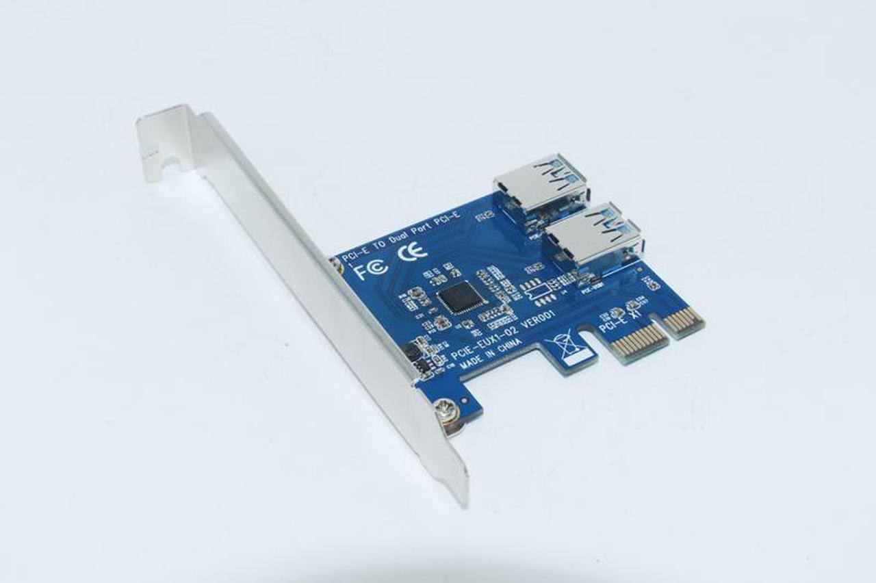 PCIE PCI Expansion Card Card To 2 Ports USB 3.0 HUB Controller Adapter Riser Cards For Bitcoin Mining Device Miner Antminer