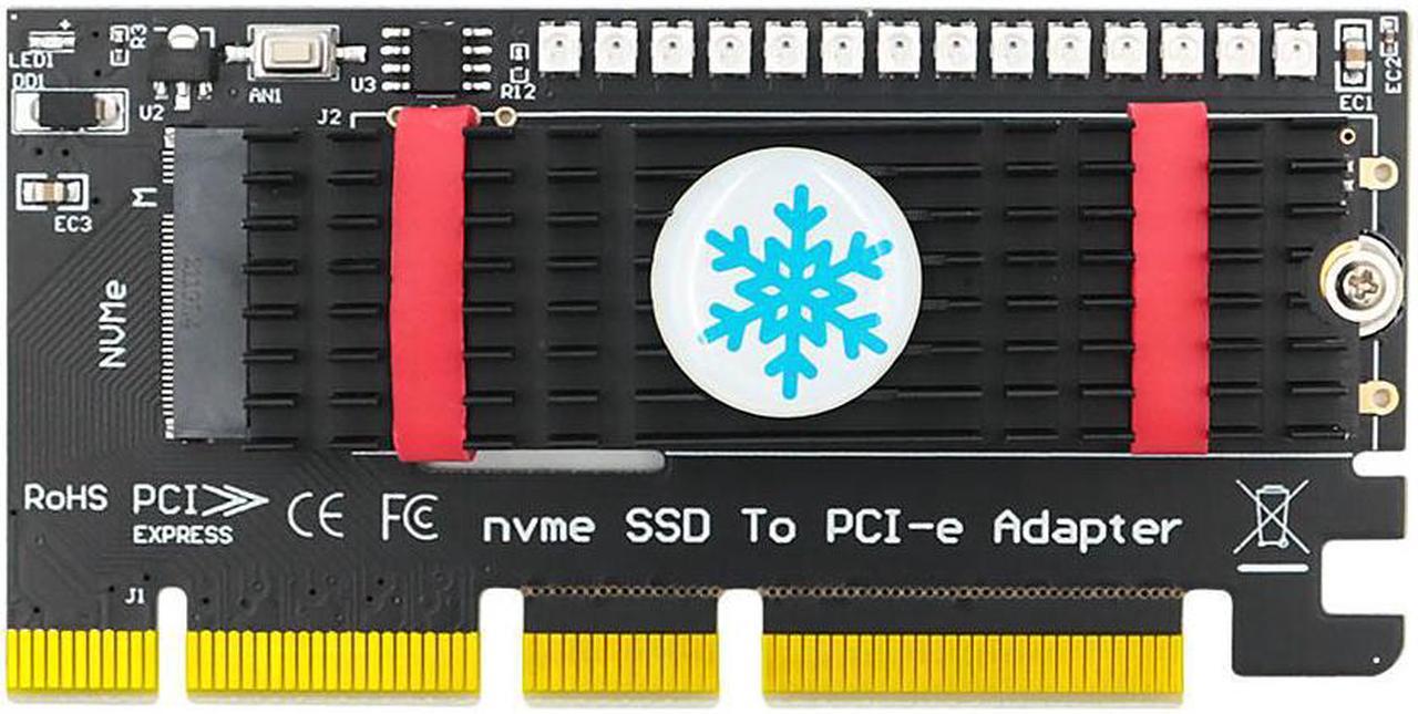 NVMe PCIe M.2 NGFF SSD to PCI Express X4 X8 X16 Adapter Riser PCIe to M2 Add On Cards Black Heatsink Marquee LED for Chia Mining