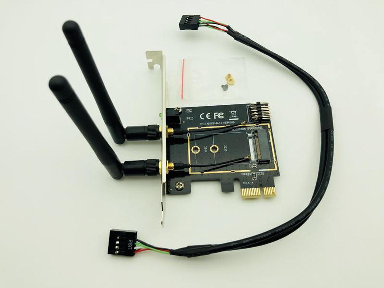 M.2 WiFi Adapter M2 NGFF Key A-E to Mini PCI Express Wifi Raiser PCI-E 1X NGFF Wireless Support 2230 2242 Mini PCIE Network Card