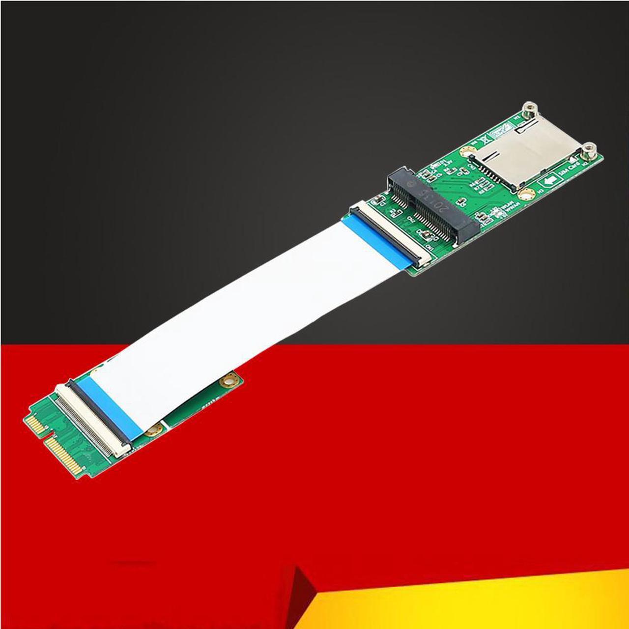 Mini PCI-E to Mini PCIE / mSATA Flexible Extender Riser Cable with SIM Card Slot Bracket for WIFI/WWAN/WLAN module for mSATA SSD