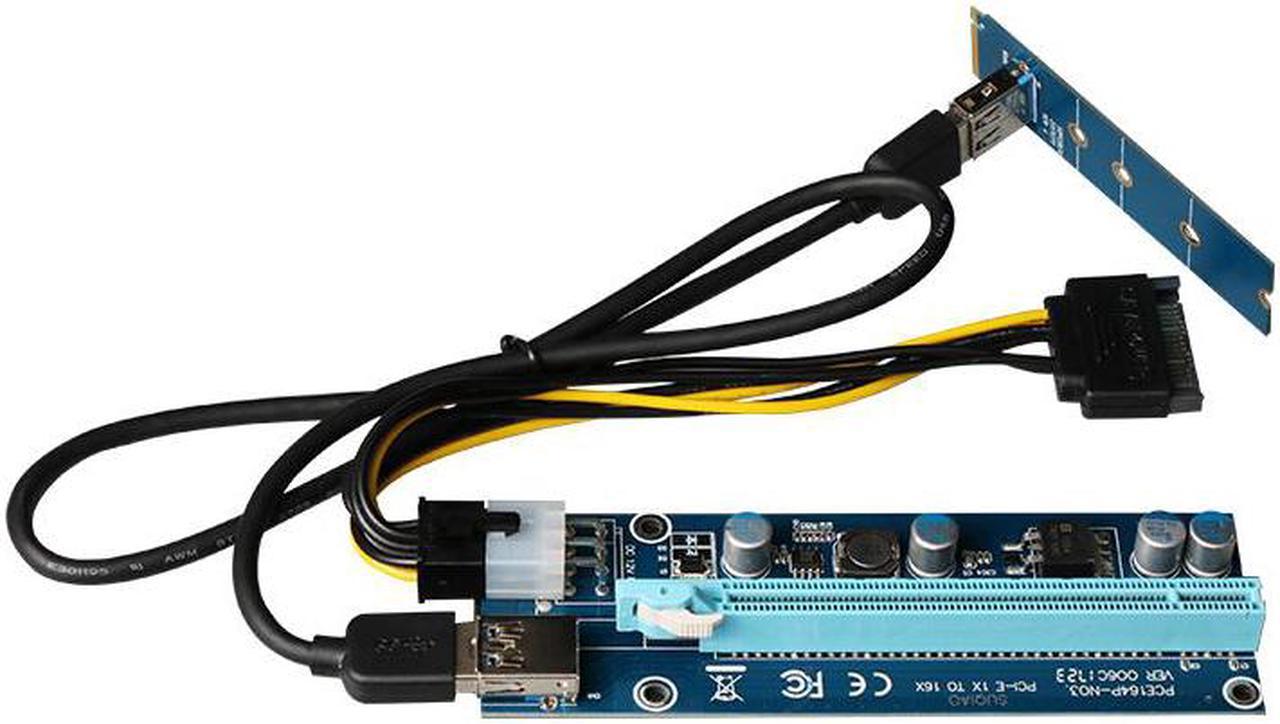 60cm M2 NGFF KEY-M to PCI-Express 16X Graphics PCI-E Riser USB3.0 Extension Cord 6Pin Power Supply for Bitcoin Miner Mining