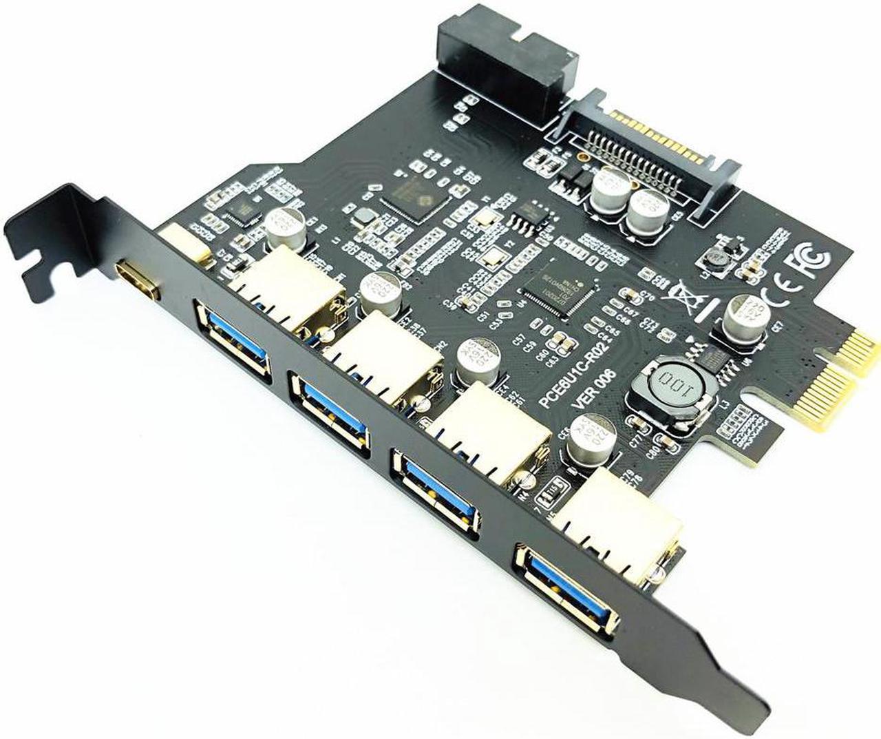 PCI Express USB 3.0 Expansion Card Adapter PCI-E USB 3.0 HUB Controller with 15Pin Power Supply USB3.1 Type-C PCIE Extender Card