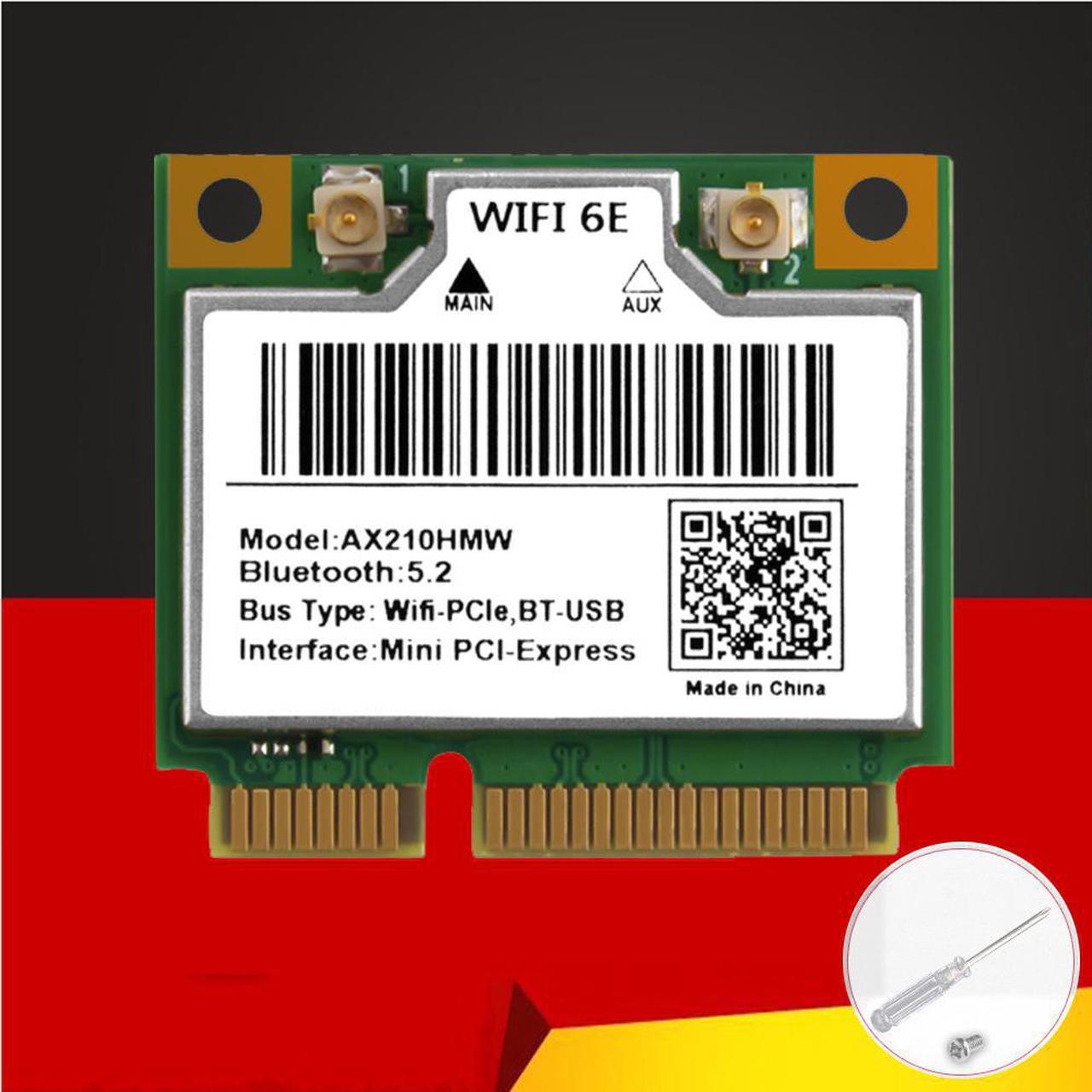 WiFi 6E AX210HMW Mini PCIE Wifi Card For Intel AX210 5374Mbps Bluetooth5.2 802.11ax 2.4G/5G/6G WiFi 6 AX210 Wireless Adapter