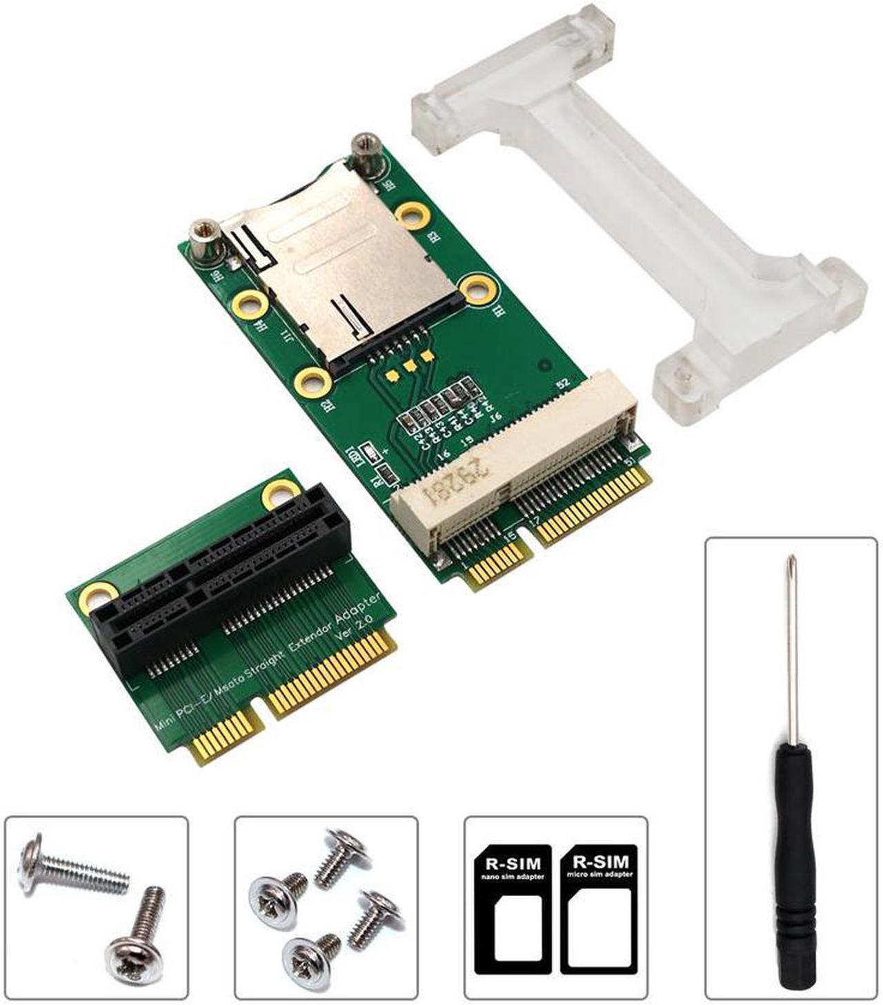 Network Card Mini PCIE Network Adapter Riser Card Vertical Mount for 3G 4G WWAN LTE GPS Network Module SIM Card Slot for Desktop