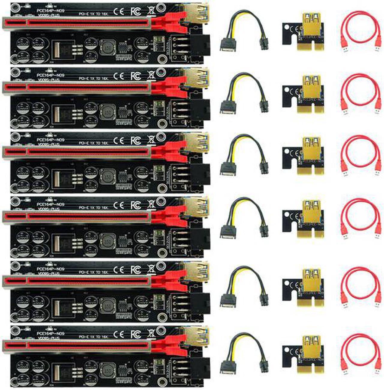 6PCS PCIE Riser 009S Plus Video Card Extension Cable Riser PCIE X16 Cabo Riser PCI Express X16 Extender for Bitcoin Miner Mining