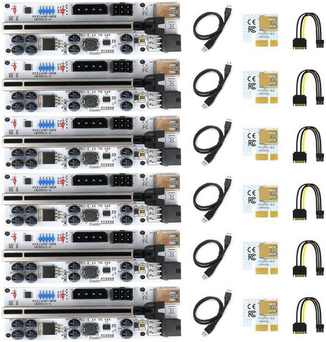 6 PCS PCIE Riser 010 USB 3.0 VER010-X Express Cable Riser For Video Card Riser PCI Express X16 Extender For Bitcoin Miner Mining