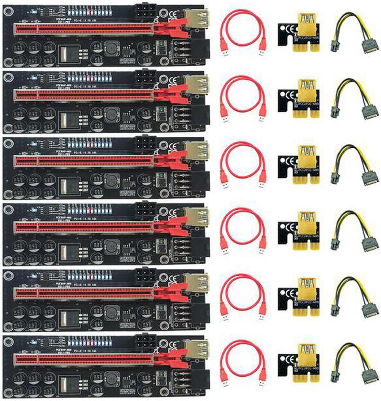 6 PCS V011 Pro PCIE Riser for Video Card 011 Pro PCI Express X1 to X16 Extender 60CM USB 3.0 Cable SATA to 6Pin Power for Mining