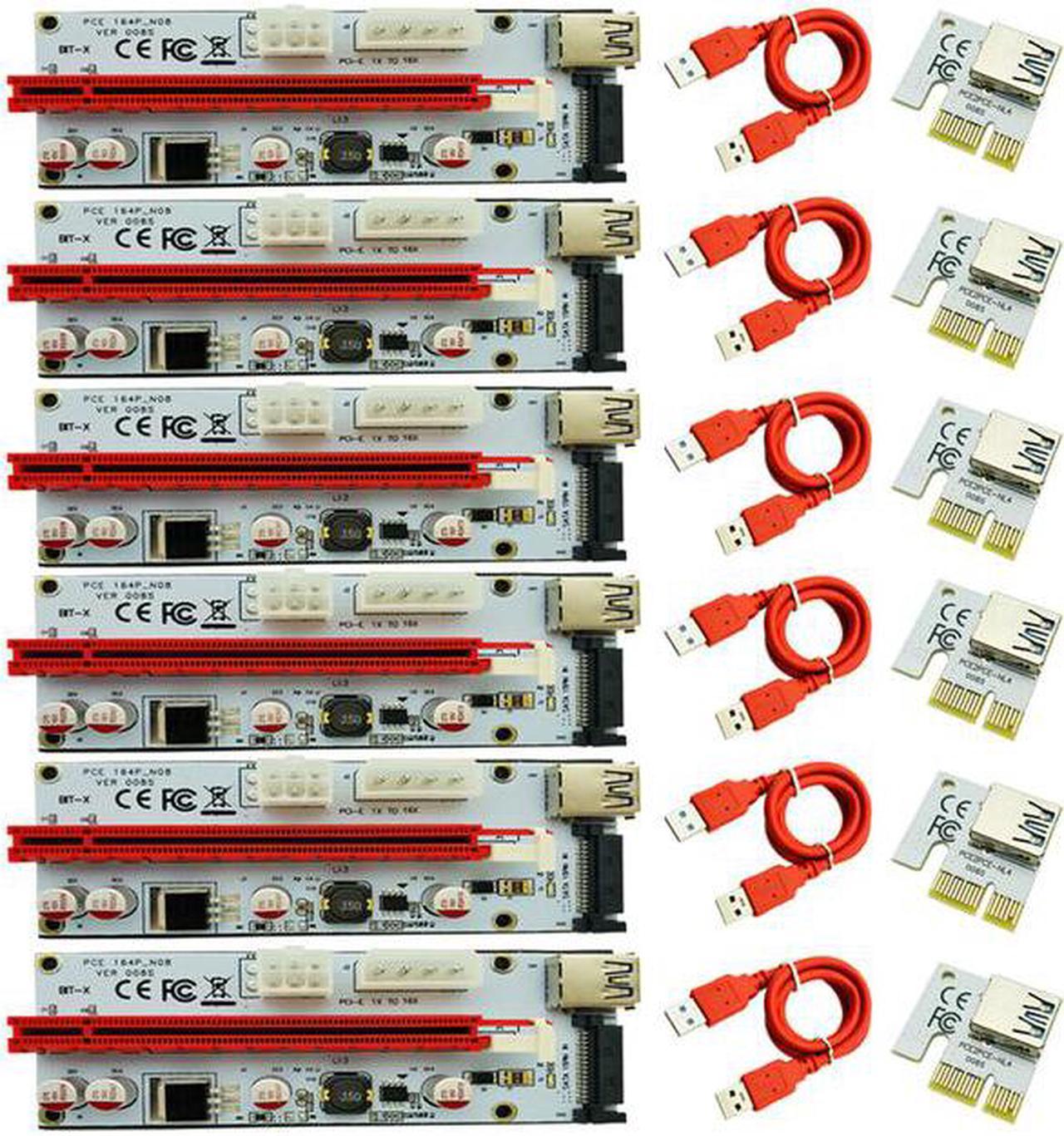 6pcs/lot PCI-E PCI E 1x to 16x Mining Machine Enhanced Extender 008C Riser Card Adapter 60cm Power Cable for Bitcoin BTC Miner