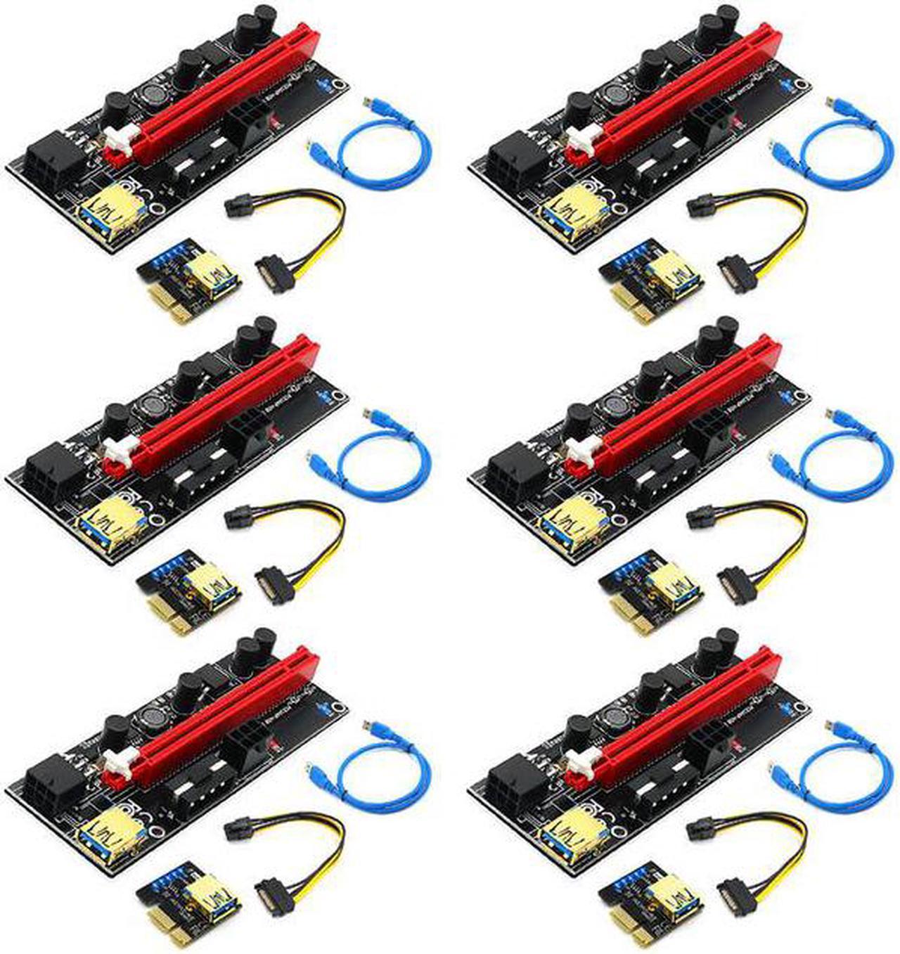 6PCS PCIE Riser VER009S 009S Riser PCI Express X16 Extender USB 3.0 Cable Cabo Riser For Video Card GPU Bitcoin Miner Mining