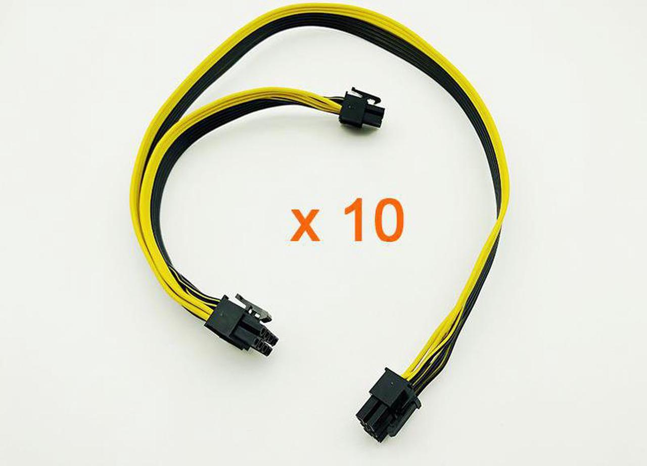 10PCS 18AWG 50+20cm Modular PSU Power Supply Cable 6Pin to 6+2Pin Graphics Card Power Cable 6P to Dual 8p Splitter Ribbon Cables