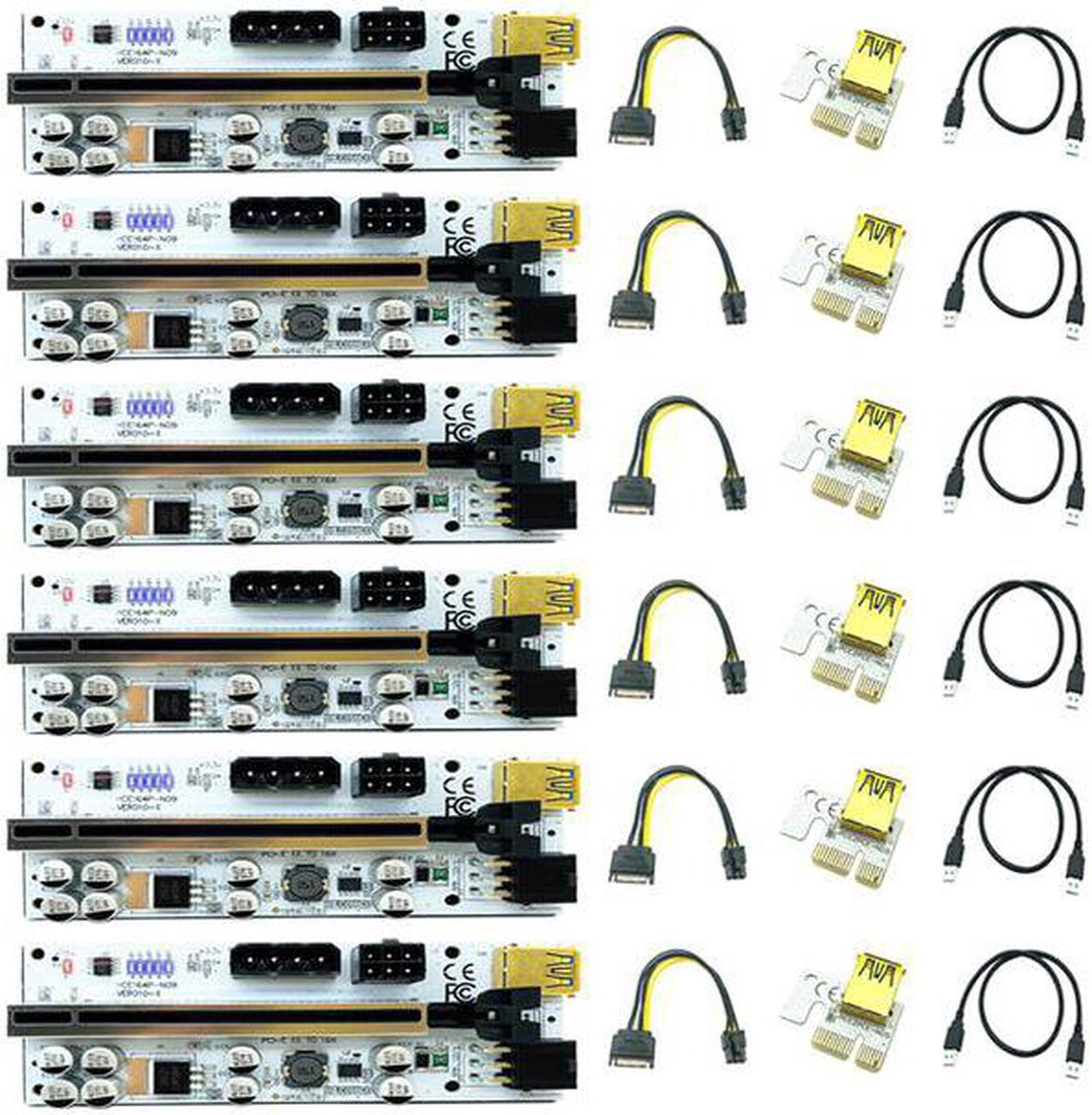 6PCS Riser 010 VER010-X PCIE Riser PCI Express X16 Extender USB 3.0 Cable PCI-E Cabo Riser Card For Video Card GPU Miner Mining