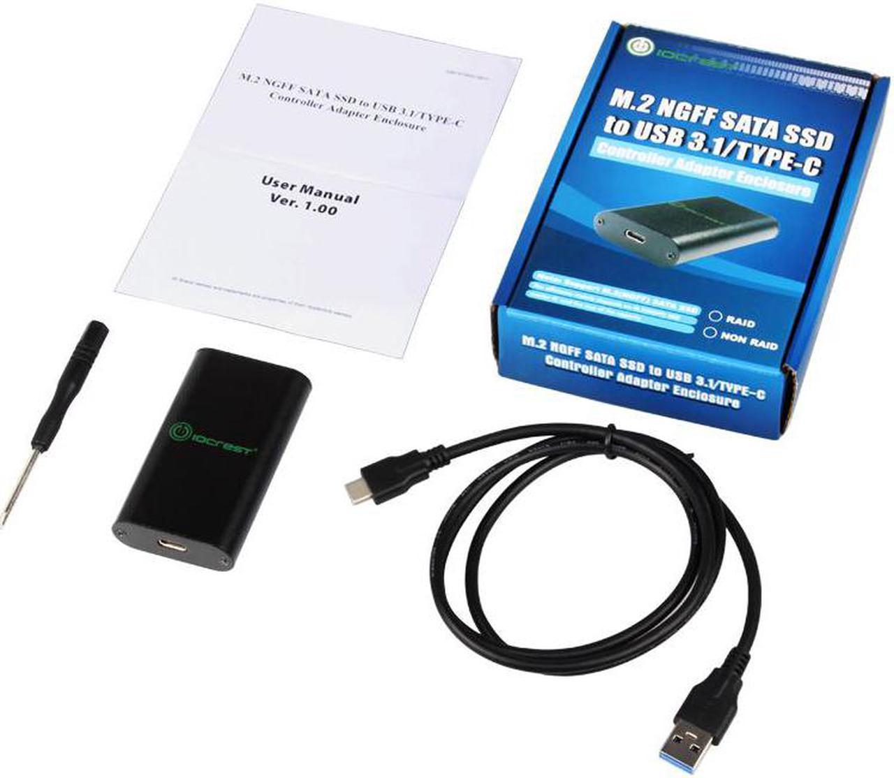 M.2 to USB3.1 Type-C Converter Adapter NGFF SATA SSD to USB 3.1 Controller External HDD Enclosure Box