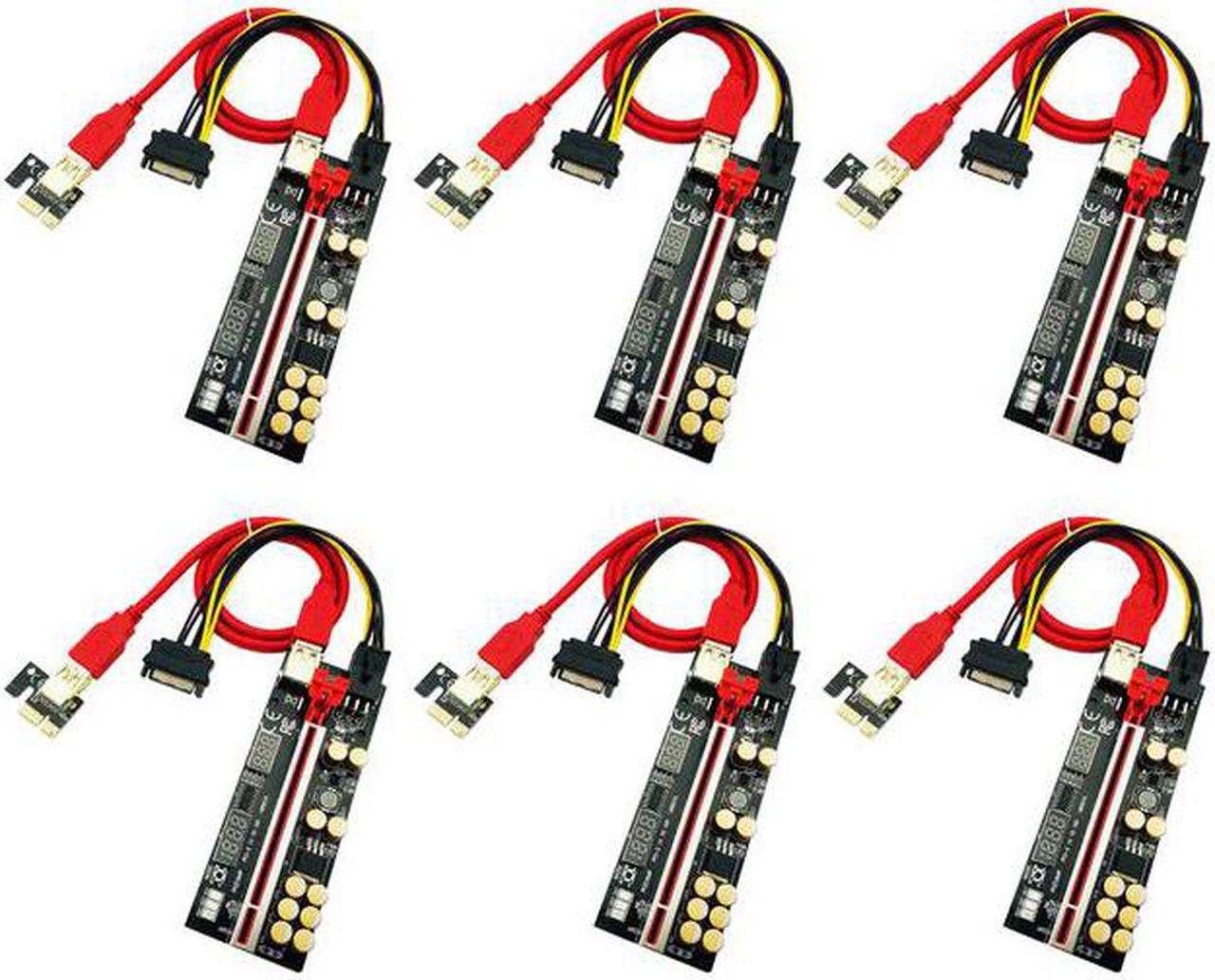 6PCS Riser 016 USB3.0 PCIE Riser PCI Express X16 Extender Adapter 016 GPU Riser Card SATA 15pin to 6pin Power Voltage Monitoring