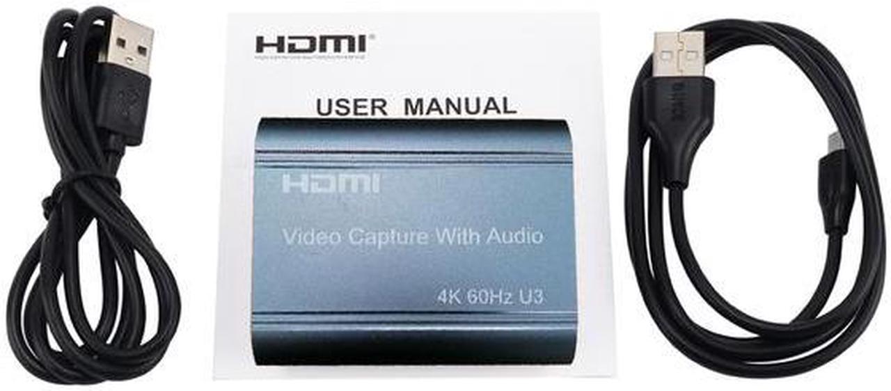 4K 60Hz HDMI Video Capture Card 3.5mm Audio Output Mic In Loop Game Recording Box 1080P USB3.0 PC Live Streaming Broadcast Plate