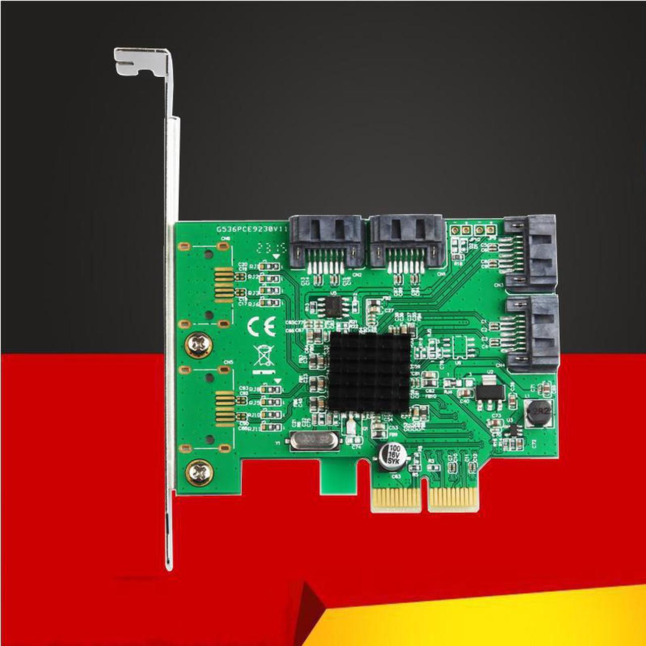 Add On Cards SATA Raid Card PCI-Express 4-Ports HyperDuo SATA III RAID Controller Card Marvell 88SE9230 with Low Profile Bracket