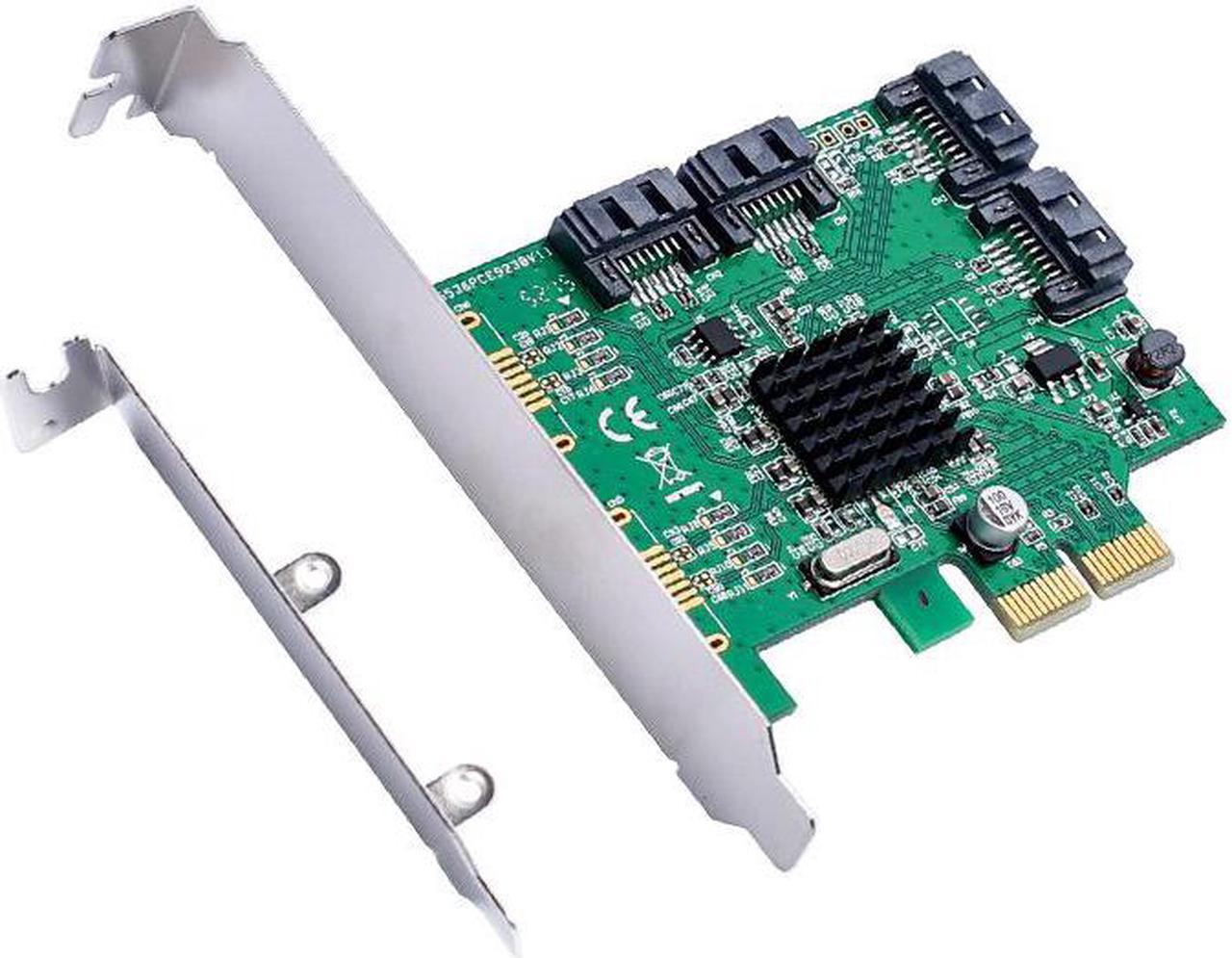 4 Port SATA 3.0 6Gbps PCI-Express X1 Expansion Card Chip for Marvell 88SE9235 with Low Profile Bracket