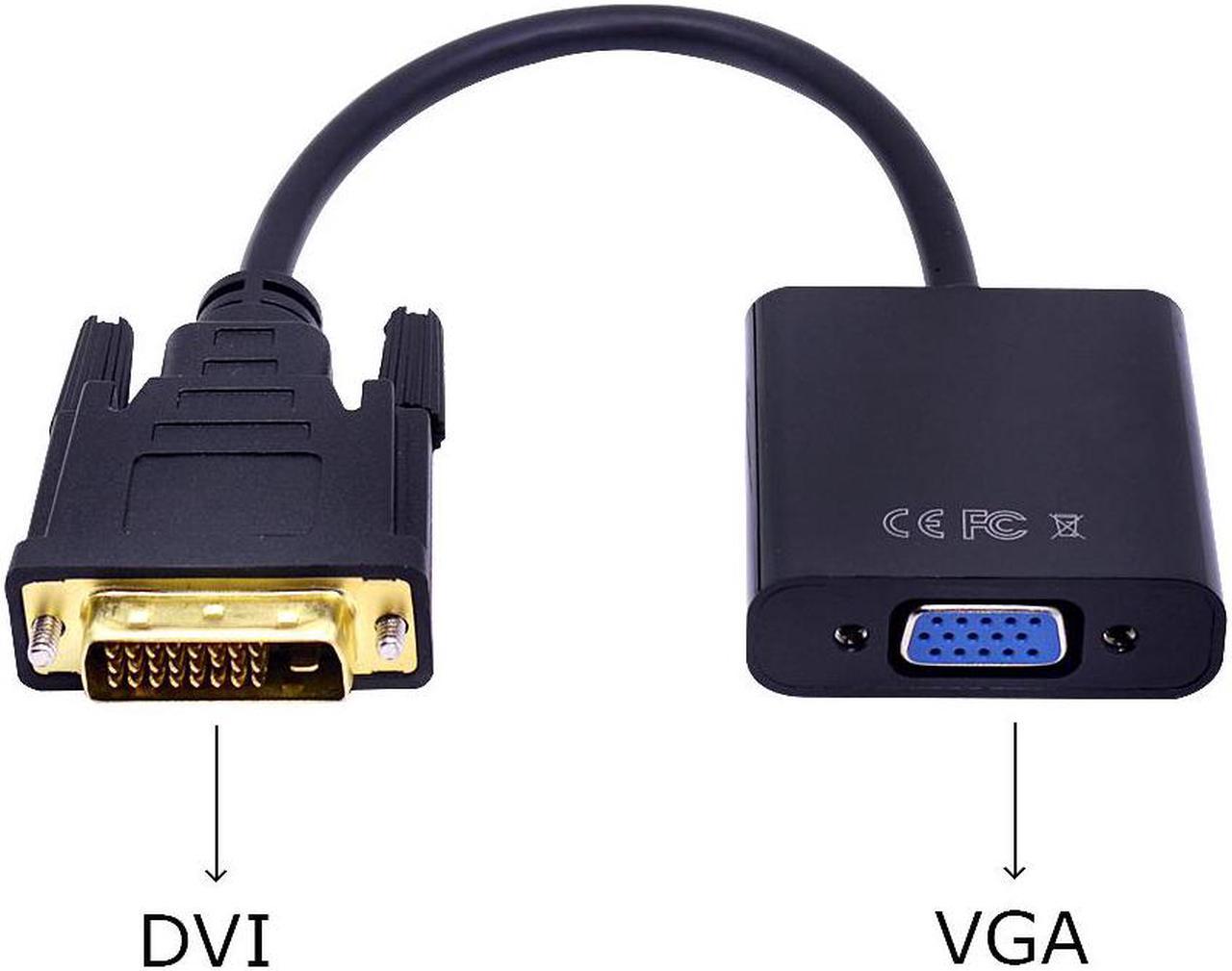 CHIPAL  câble adaptateur DVI vers VGA HD 1080P 24 + 1 25 broches mâle vers 15 broches femelle, convertisseur HDTV pour ordinateur PC vers moniteur d'affichage