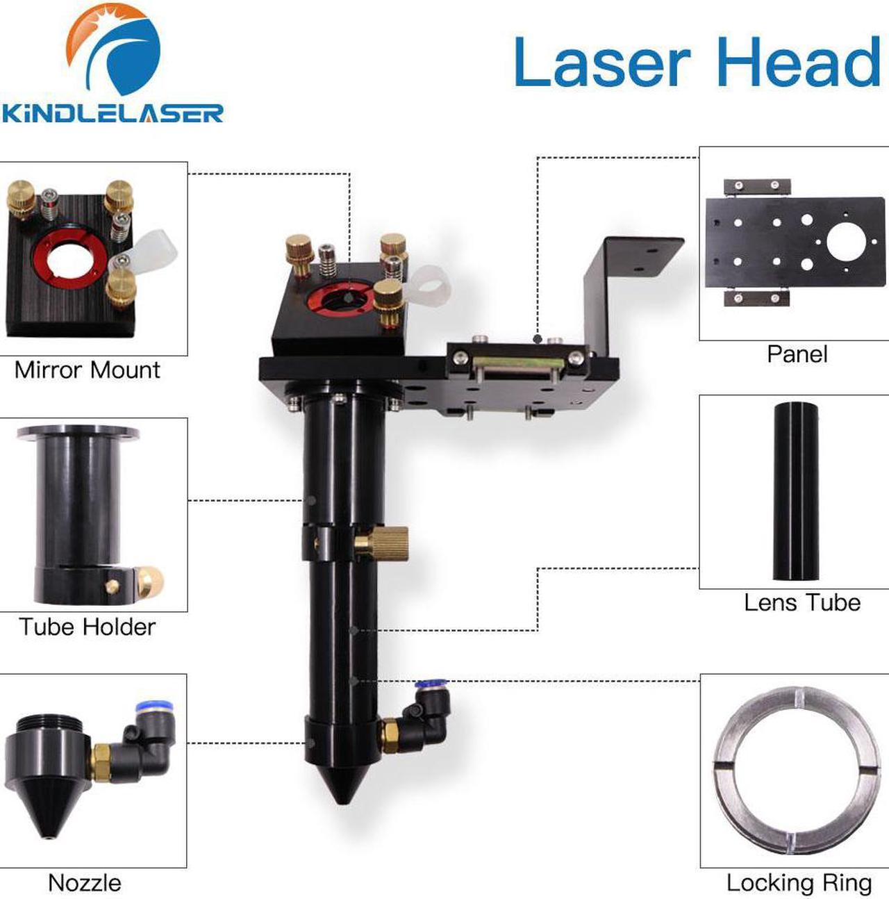 Kindle Laser  tête Laser CO2 Dia.18 FL38.1 et Dia.20 FL50.8/63.5/101.6mm, support pour Machine de gravure et de découpe Laser (noir)