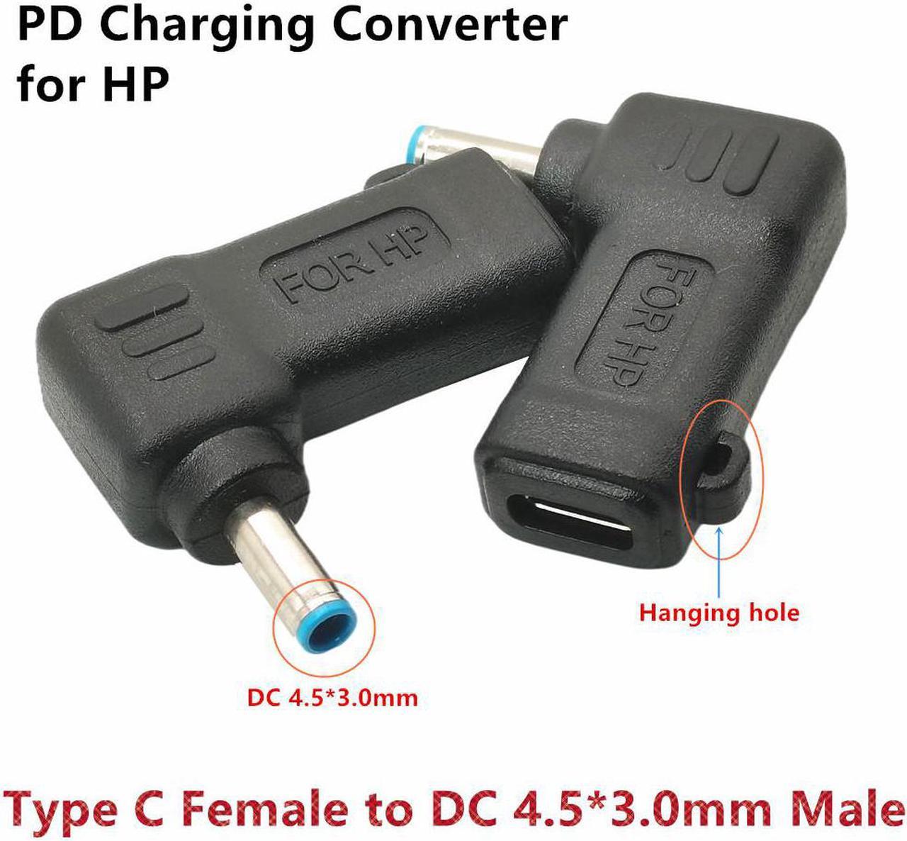 Adaptateur de câble d'alimentation PD Type C USB-C femelle, entrée vers DC 4.5x3.0mm, adapté aux ordinateurs portables HP Stream 11 13 14 18-20V