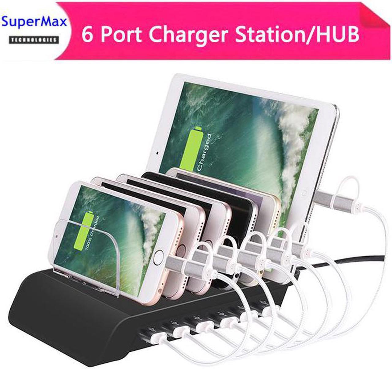 Station de charge USB 6Ports, support HUB USB pour iPhone/iPad/téléphone portable/tablette