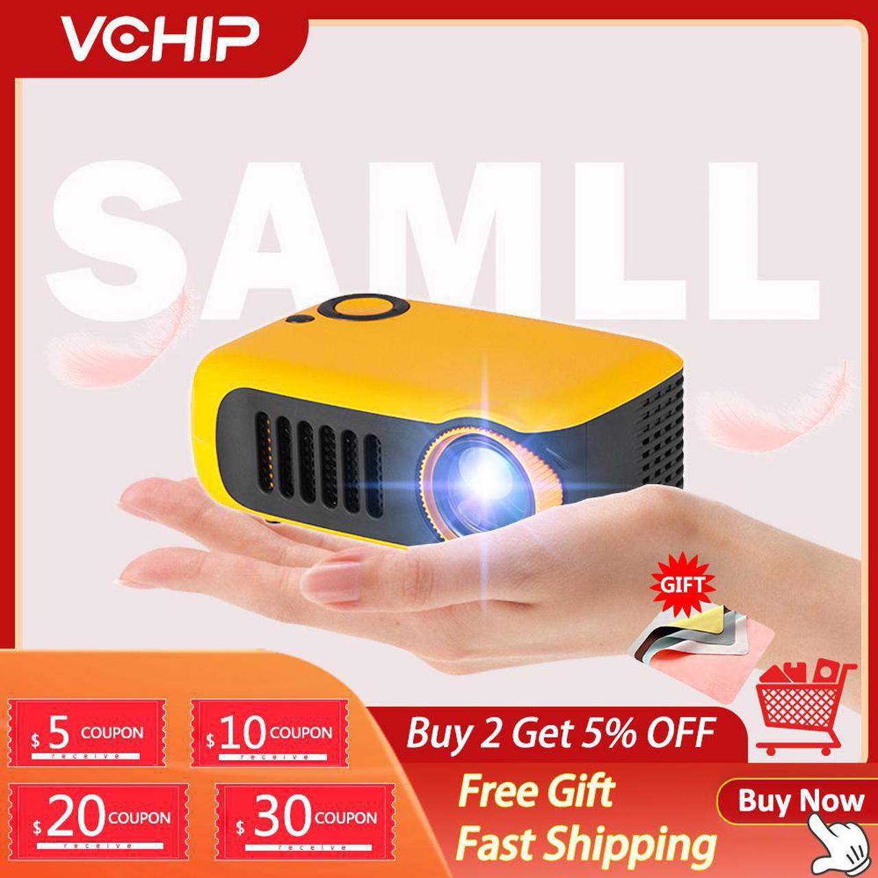 VCHIP  Mini projecteur A2000 pour la maison, compatible avec TV LED 1080P, HDMI, USB, lecteur multimédia Portable