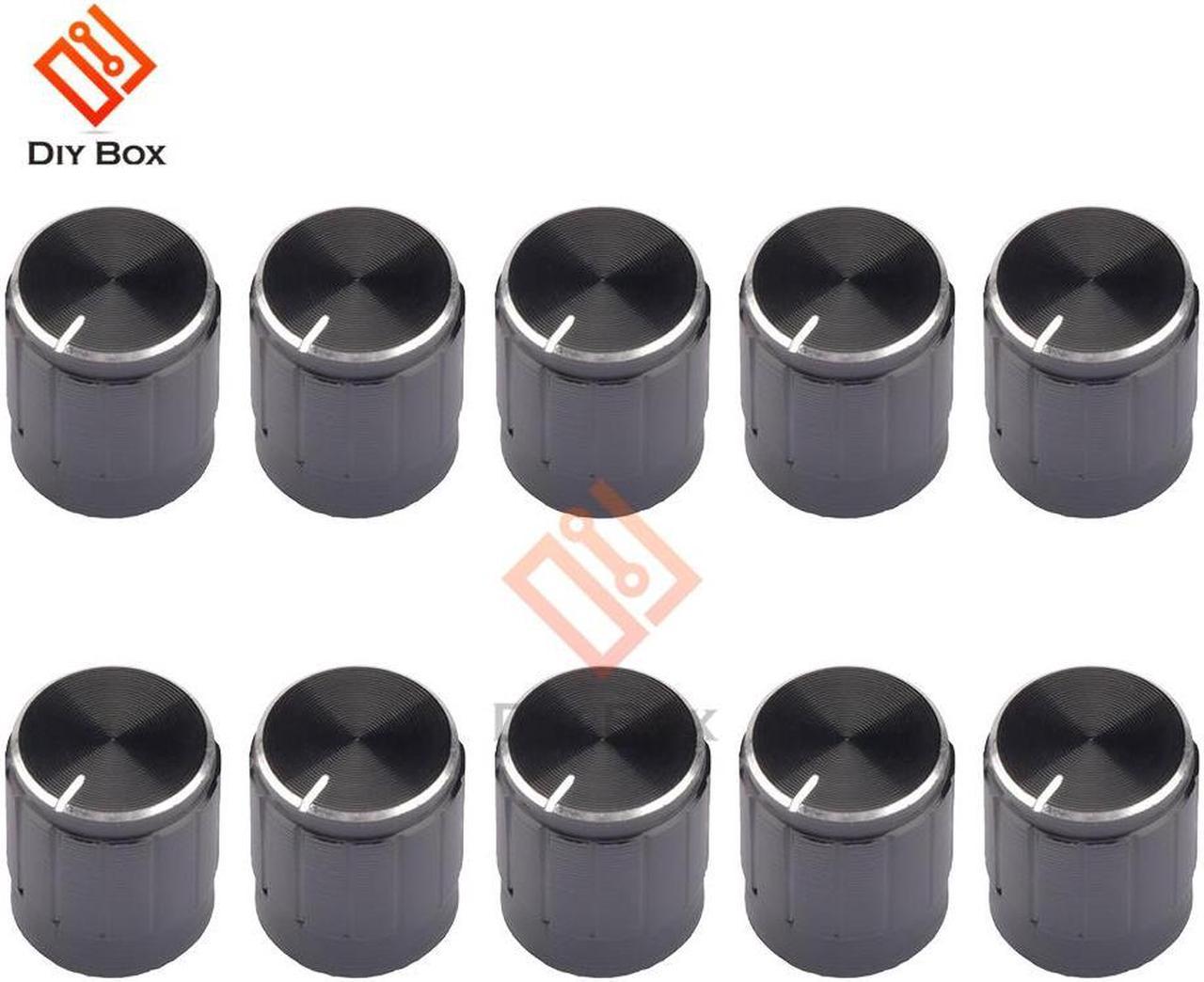 10PCS/Lot Black Metal 6 mm Knurled Shaft Insert Dia. Potentiometer Control Knobs Switch Knob 15mm Dia. x 16.5mm Height