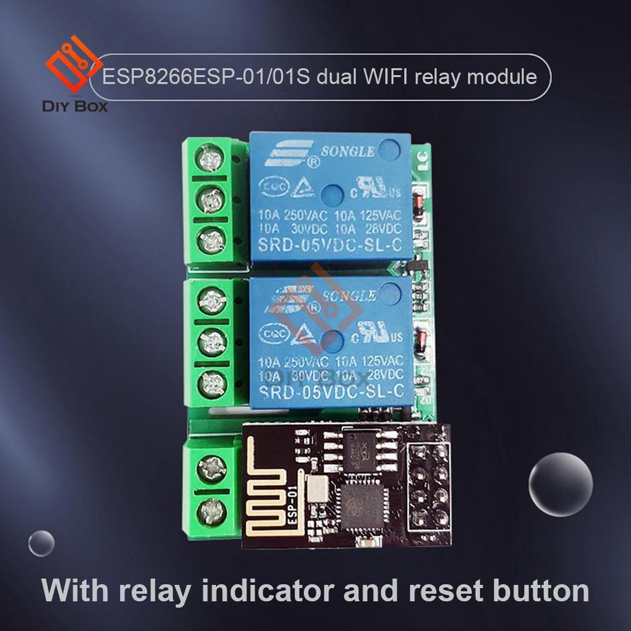 DC5V ESP8266 ESP-01/01S Dual WIFI Relay Module 2-channel WiFi Module Control Mobile Phone APP Control Suitable