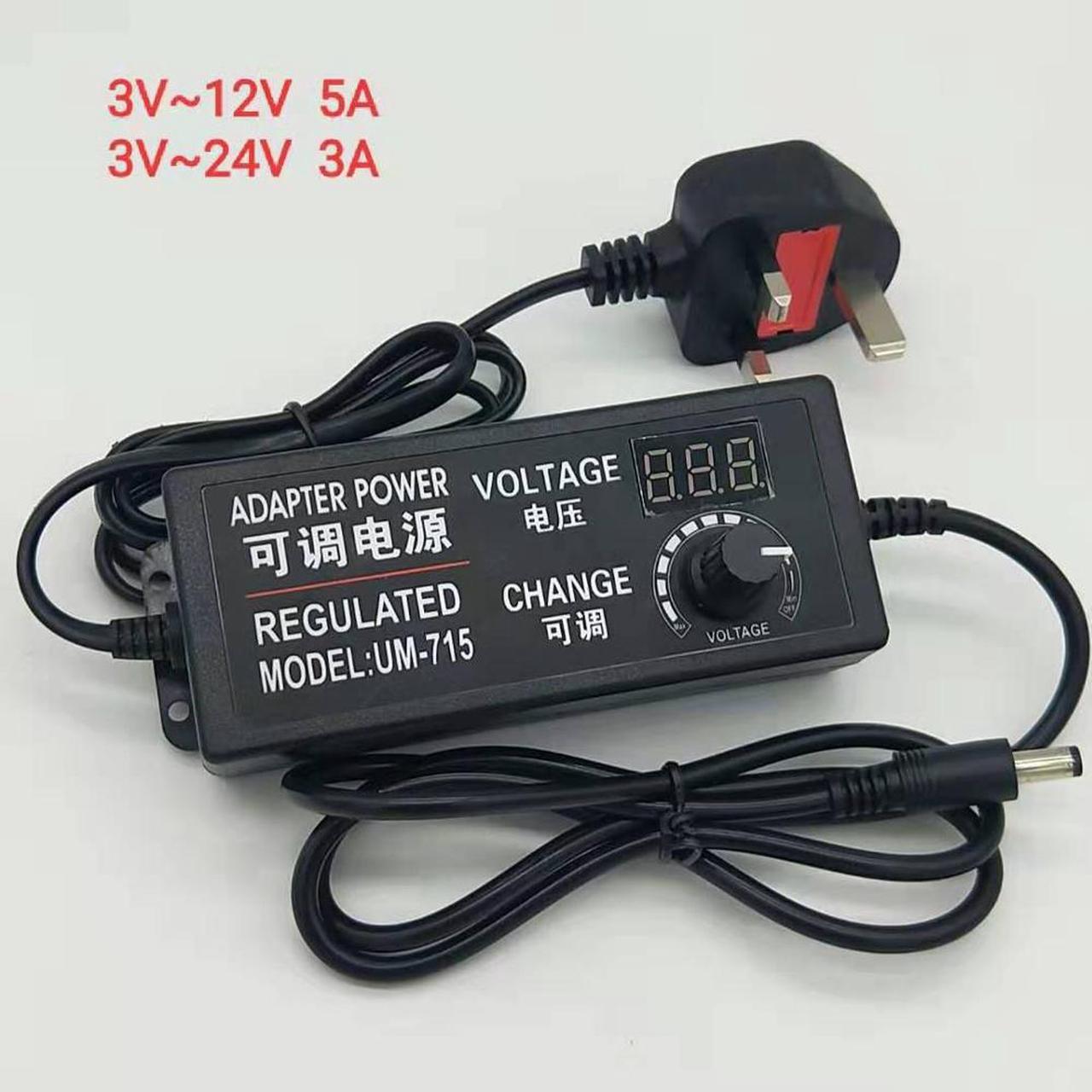 Adjustable AC to DC 3v-12v3v-24v Universal adapter with display voltage regulator