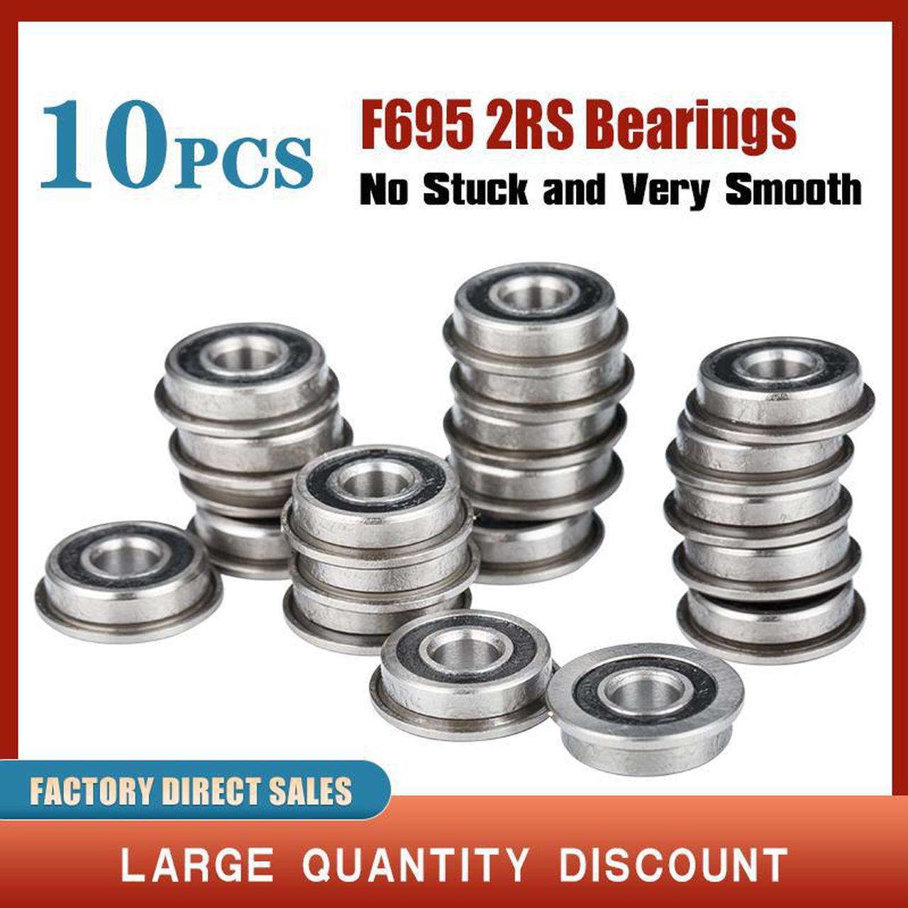 10 PCS VORON F695-2RS Bearing 5*13*4 mm ABEC-7 Flanged Miniature F695 RS Ball Bearings F695RS For Mobius 3.1 Voron 0/2.4 Printer