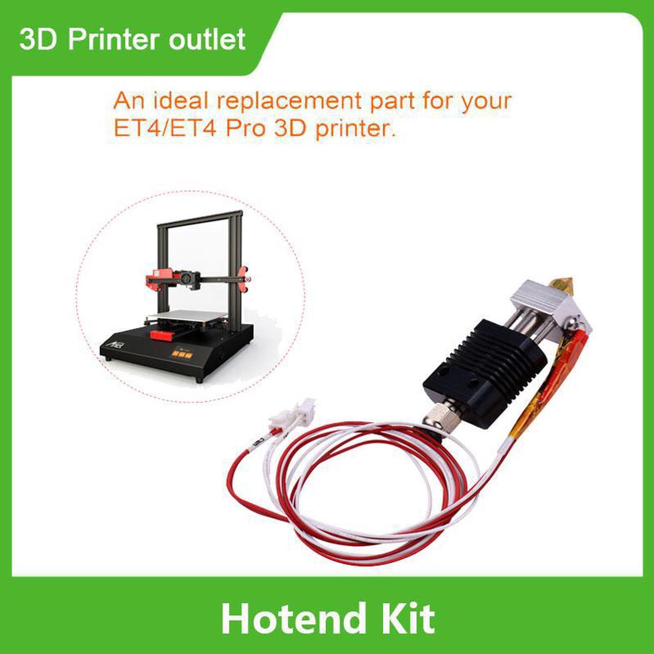 3D Printer Full Metal Hotend Extruder Kit Hot End Set with 0.4mm Nozzle 100K Thermistor Heatsink Wire 24V for ET4/ET4 Pro