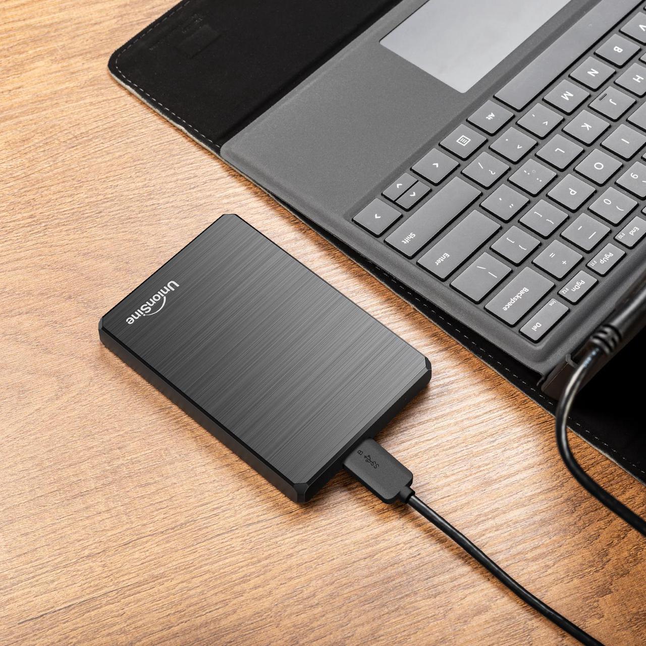 Alt view image 4 of 7 - UnionSine 500GB Ultra Slim Portable External Hard Drive USB3.0 HDD Storage Compatible for PC, Desktop, Laptop, Xbox One, Xbox one, PS4(Black)