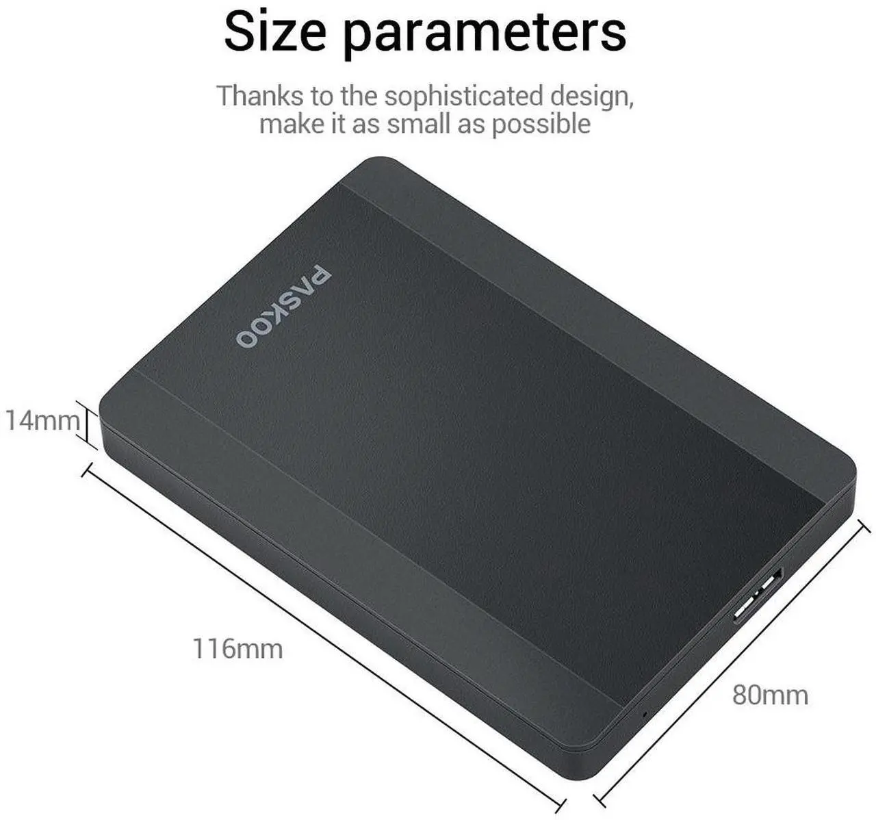 Alt view image 3 of 7 - PASKOO 500GB  HDD 2.5 Inch Portable External Hard Drive USB 3.0 Storage Compatible for PC Mac Desktop MacBook PS4 Xbox one TV 500GB