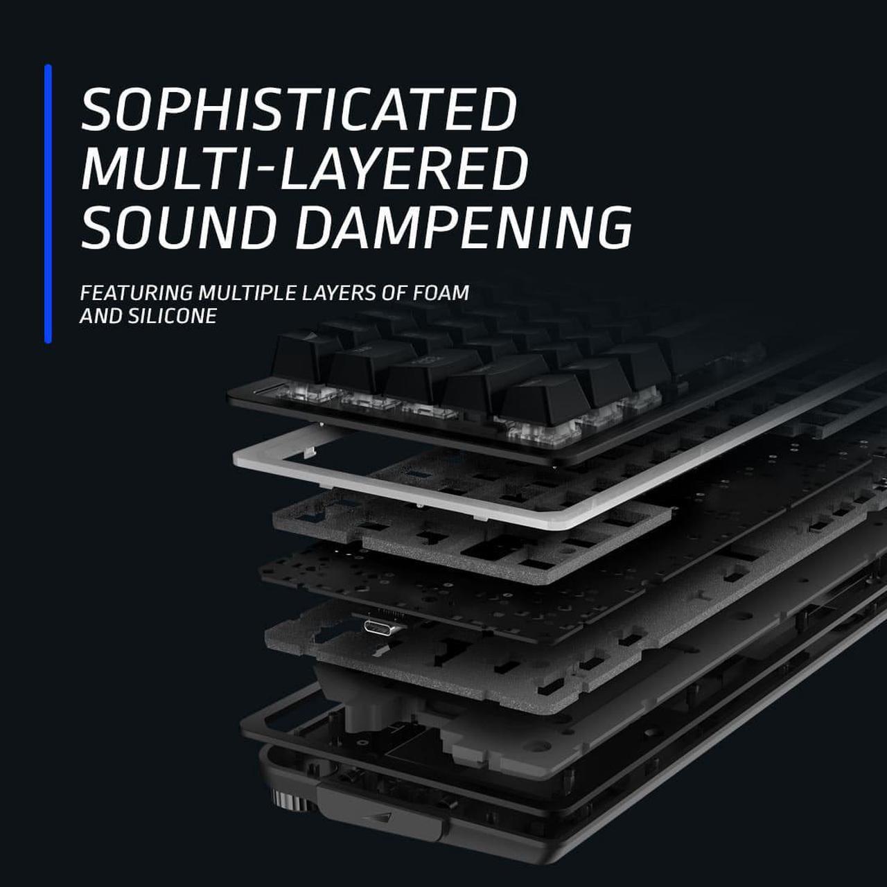 Alt view image 4 of 14 - MOUNTAIN Everest 60 RGB Gaming Keyboard - 60% with Arrow Keys, lubed MOUNTAIN switches, Sophisticated Sound dampening and 5-pin hot-swap - Midnight Black (Linear 45)