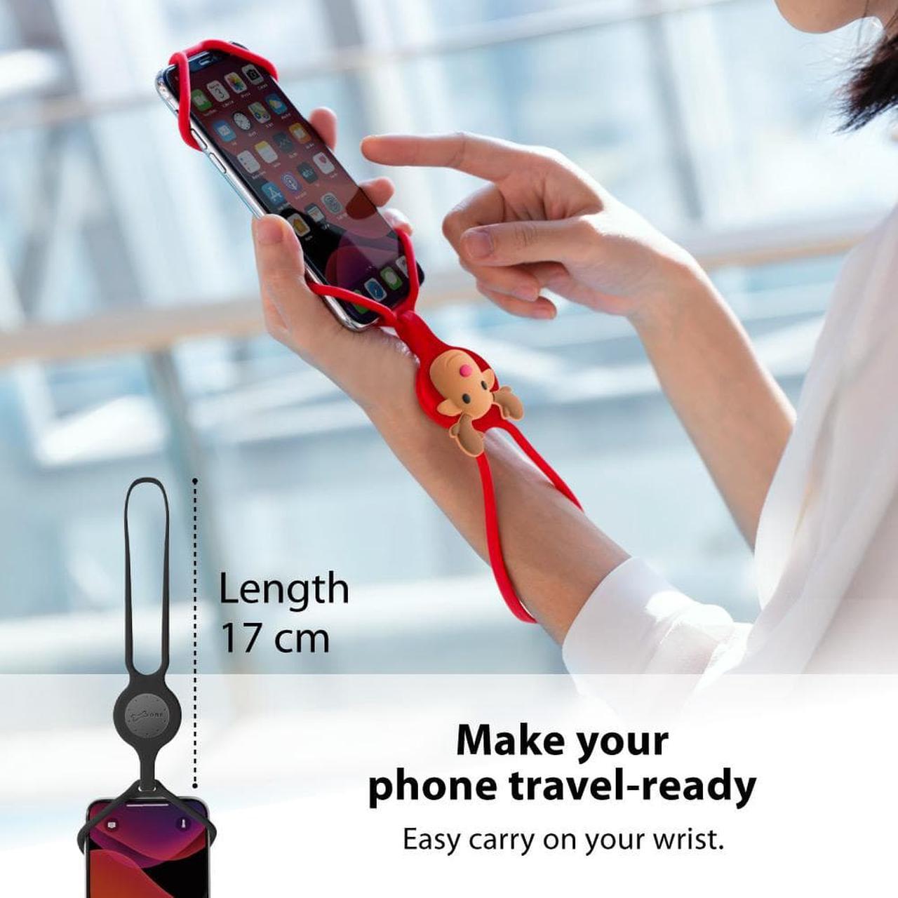 Alt view image 3 of 8 - Bone Strap Phone Tie, Silicone Wrist Lanyard, Universal Cell Phone Wrist Holder, Hand Strap Smartphone Case: iPhone 11 XS XS Max XR X Samsung Galaxy S10 S9 S8 Note 10 9 Pixel 3 XL-Black