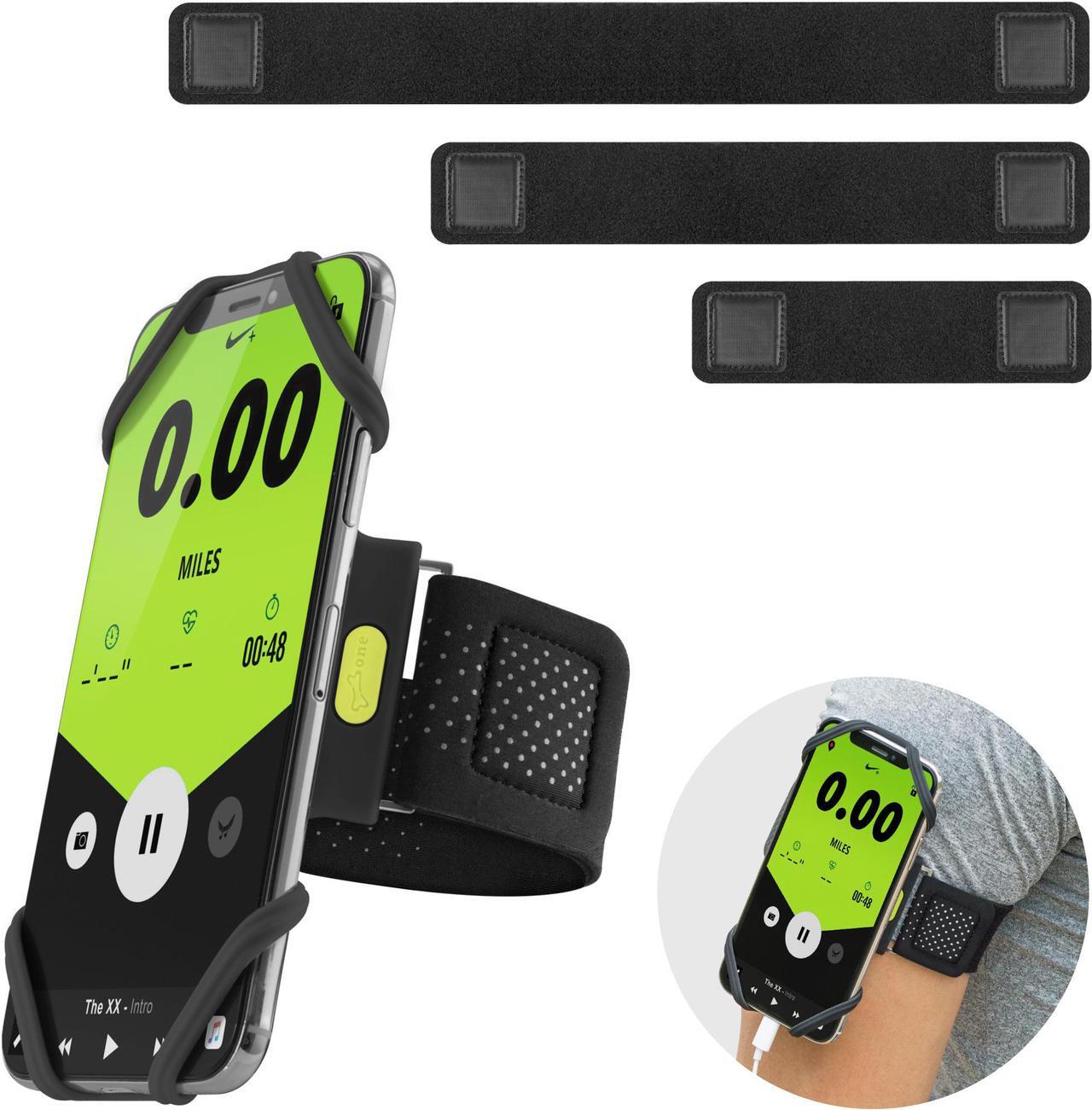 Main image of Bone Run Tie, Running Armband Phone Holder for Apple iPhone 13 12 11 Pro Max Mini XS 8 Samsung Galaxy S21 S20 Note 20 10 Smartphone for Mobile Size 4-6.7" ( Black/ Arm Size 6.3-7.5"+7.9-9.8"+9.8-14")