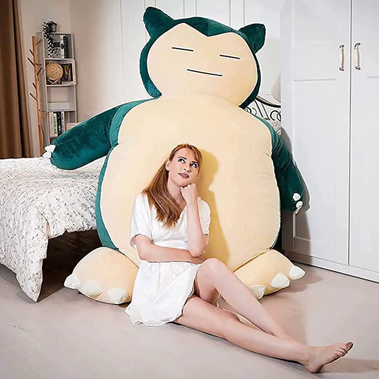 Main image of Snorlax Plush Giant Snorlax Bean Bag Chair Unstuffed Snorlax Plush Toy Anime Cover with Zipper for Girlfriend Birthday Gift
