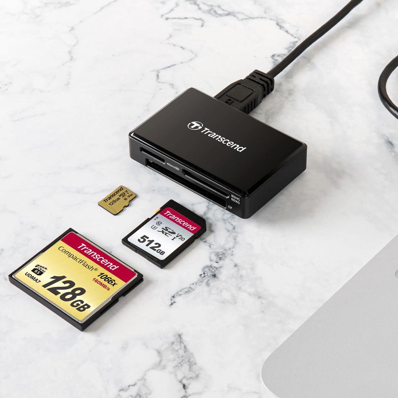 Alt view image 16 of 17 - Transcend RDF8 USB3.1 Gen 1 All-In-One Multi Card Reader Black
