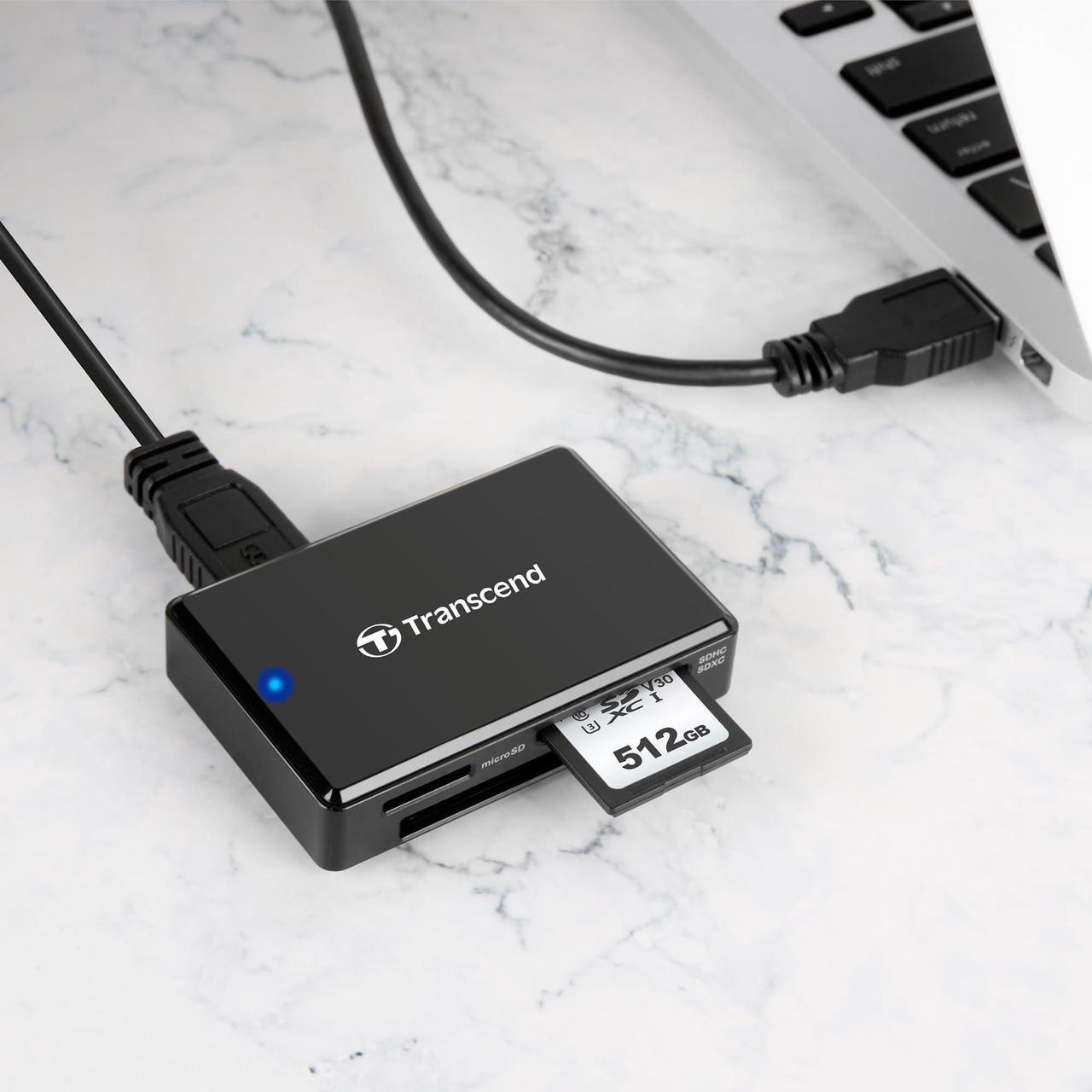 Alt view image 17 of 17 - Transcend RDF8 USB3.1 Gen 1 All-In-One Multi Card Reader Black