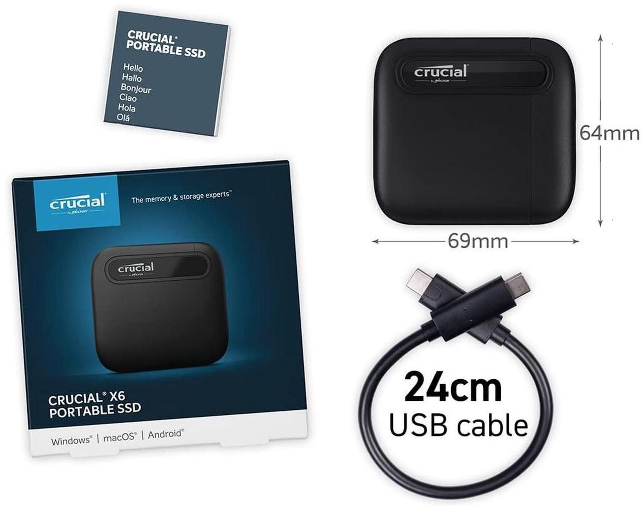 Alt view image 16 of 16 - Crucial X6 4TB Portable SSD  Up to 800MB/s  USB 3.2  External Solid State Drive, USB-C - CT4000X6SSD9, Black