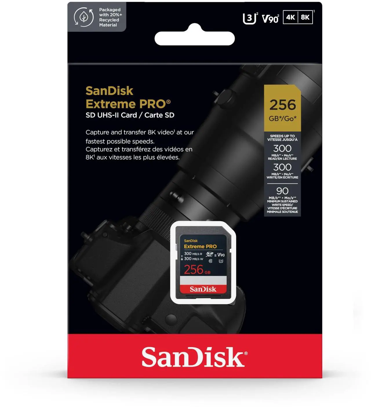 Alt view image 9 of 11 - SanDisk Extreme PRO 256GB SDXC UHS-II Card, Up to 300MB/s Read and 300MB/s Write speeds, V90, 8K
