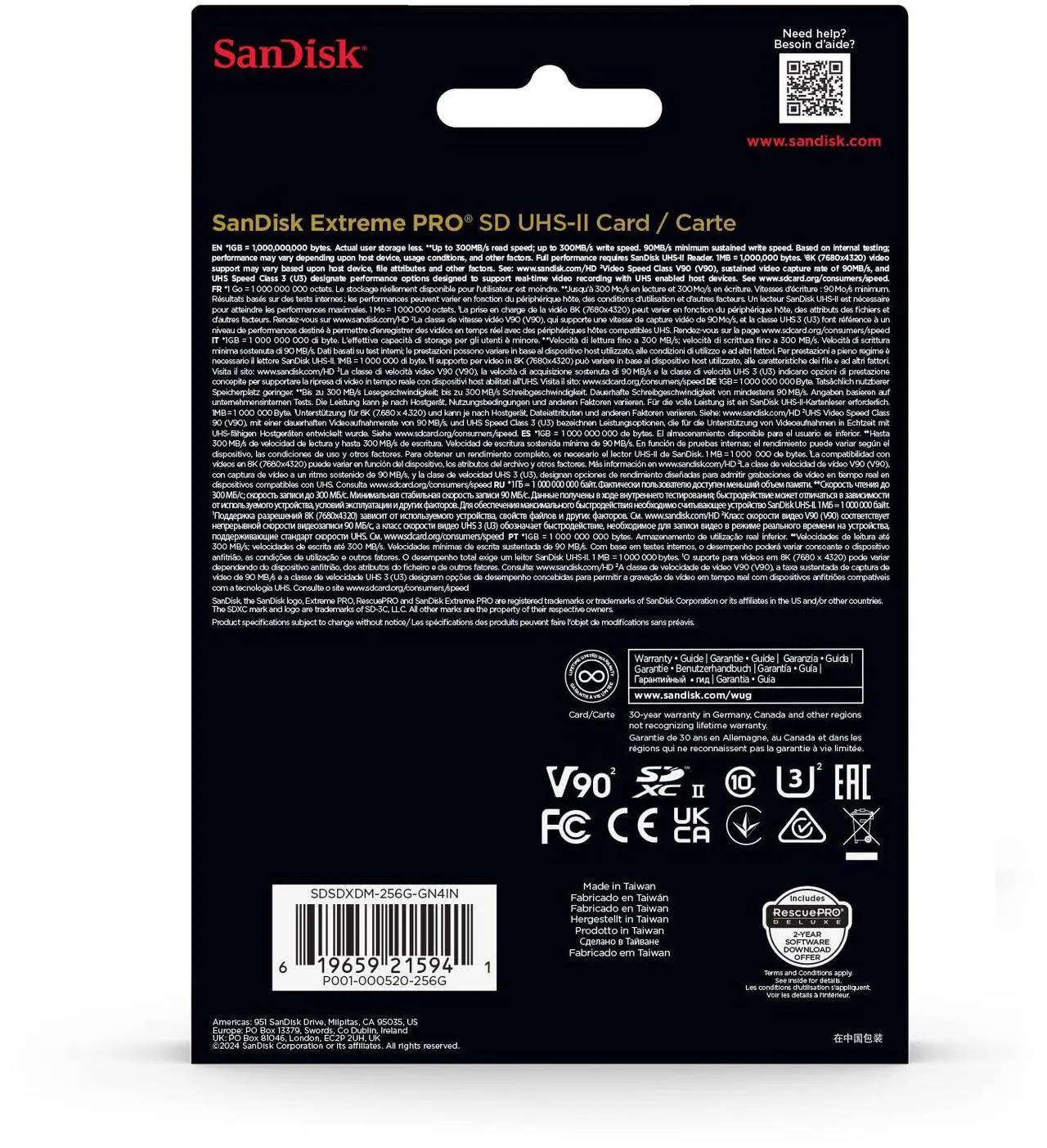 Alt view image 10 of 11 - SanDisk Extreme PRO 256GB SDXC UHS-II Card, Up to 300MB/s Read and 300MB/s Write speeds, V90, 8K