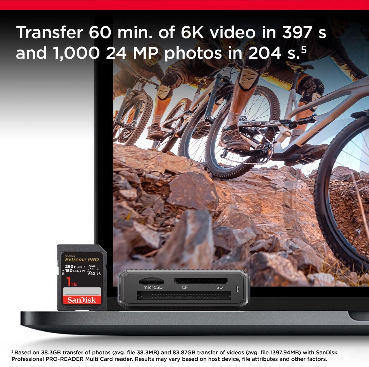 Alt view image 4 of 7 - SanDisk 1TB Extreme PRO SDXC UHS-II Memory Card - C10, U3, V60, 6K, 4K UHD, SD Card - SDSDXEP-1T00-GN4IN