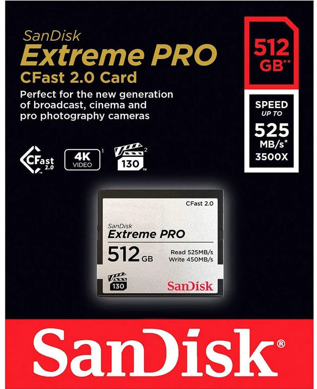 Alt view image 3 of 7 - Card 512GB SanDisk Extreme PRO CFast CompactFlash Speicherkarte 525MB/s