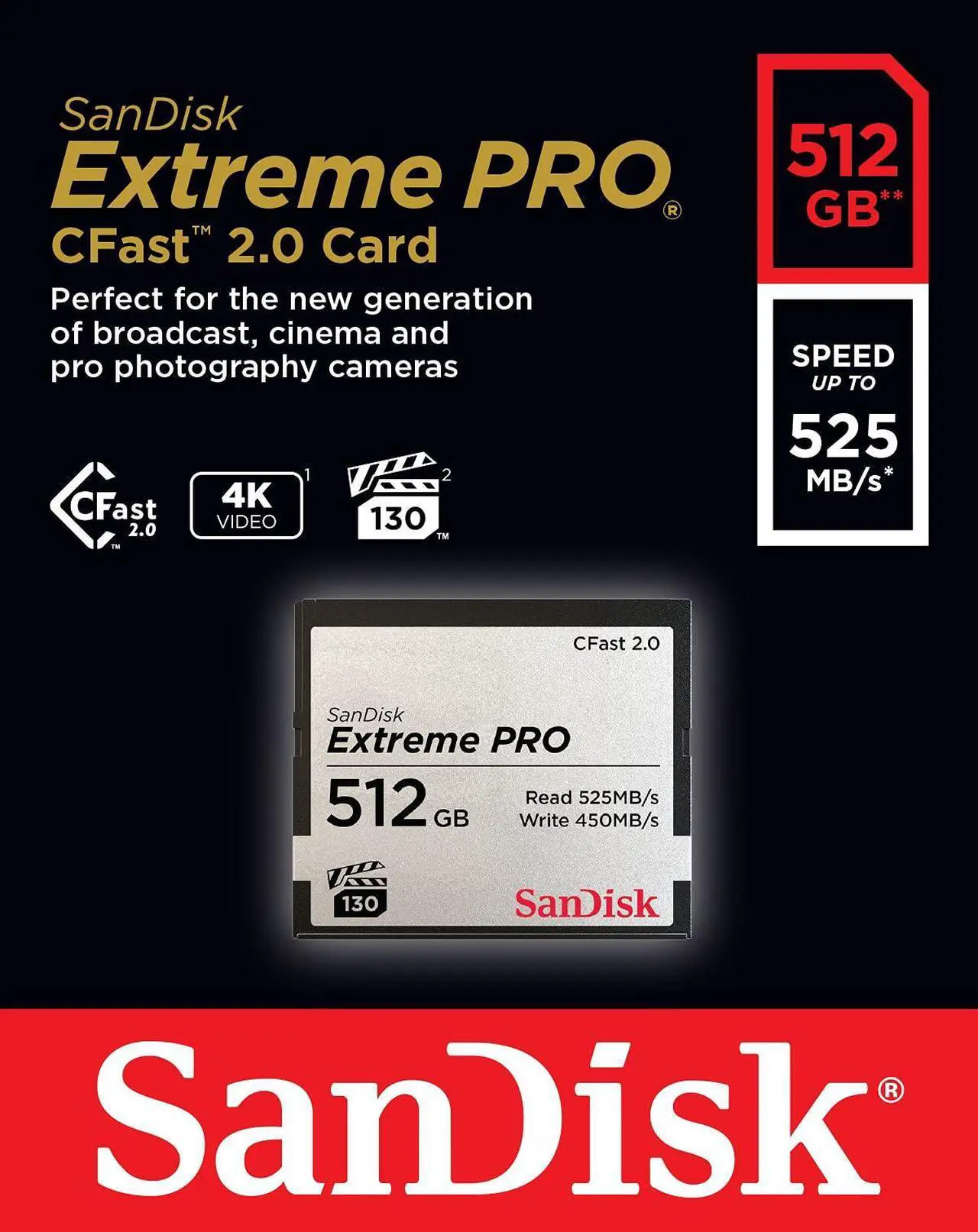 Alt view image 6 of 7 - Card 512GB SanDisk Extreme PRO CFast CompactFlash Speicherkarte 525MB/s