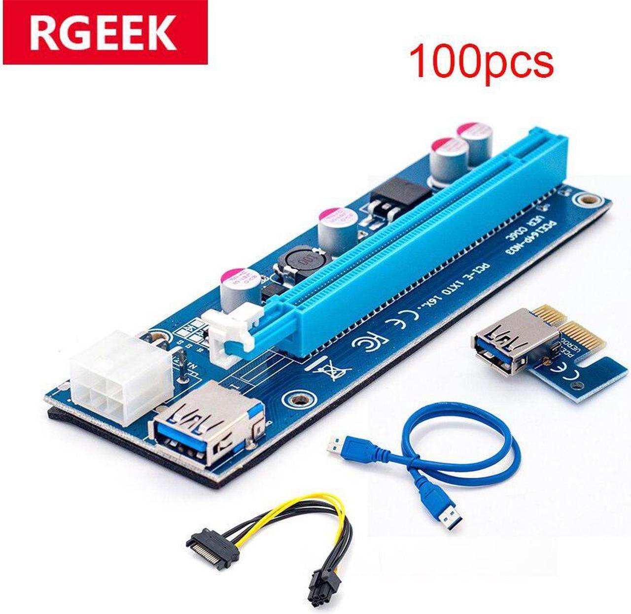 100 PCS 006C PCIe 1x to 16x Express Riser Card Graphic pci-e riser Extender 60cm USB 3.0 Cable SATA to 6Pin Power for BTC mining