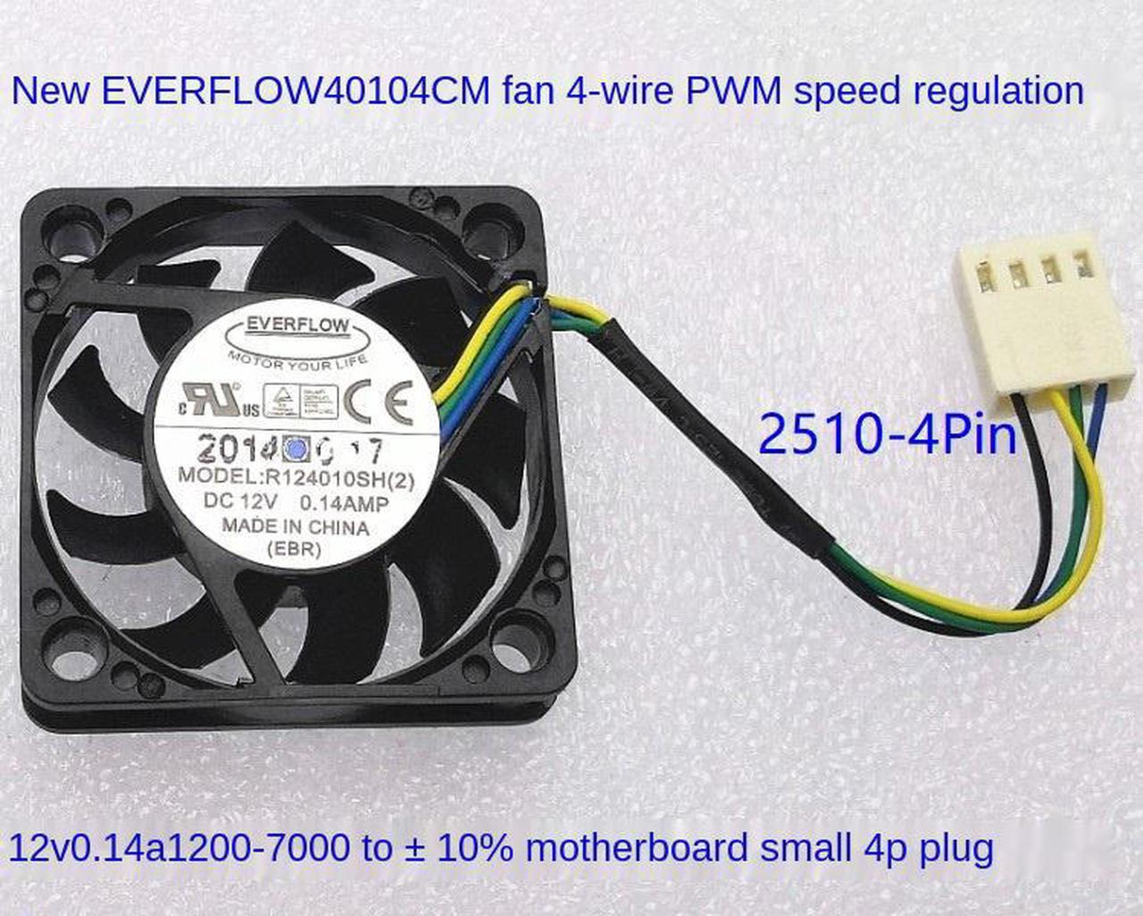 For Everflow 4010 4cm 40mm Pwm Fan R124010sh (2) 12V 0.14a 4-Wire Pulse Speed Control Cpu Cooler