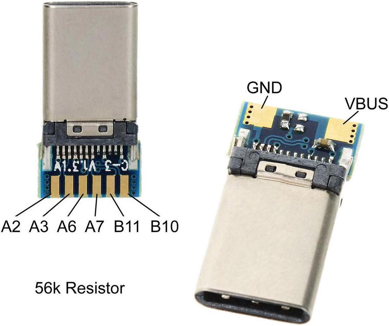 DIY 24pin USB 3.1 Type C USB-C Male Plug Connector SMT type with PC Board